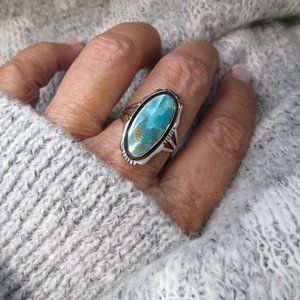 Turquoise Ring>925 Sterling Silver Ring,Genuine Turquoise Ring,Southwestern